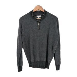 Peter Millar quarter-zip merino wool sweater gray large Mens Long Sleeve Preppy